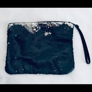 Navy Blue And Silver Sequin Party Clutch